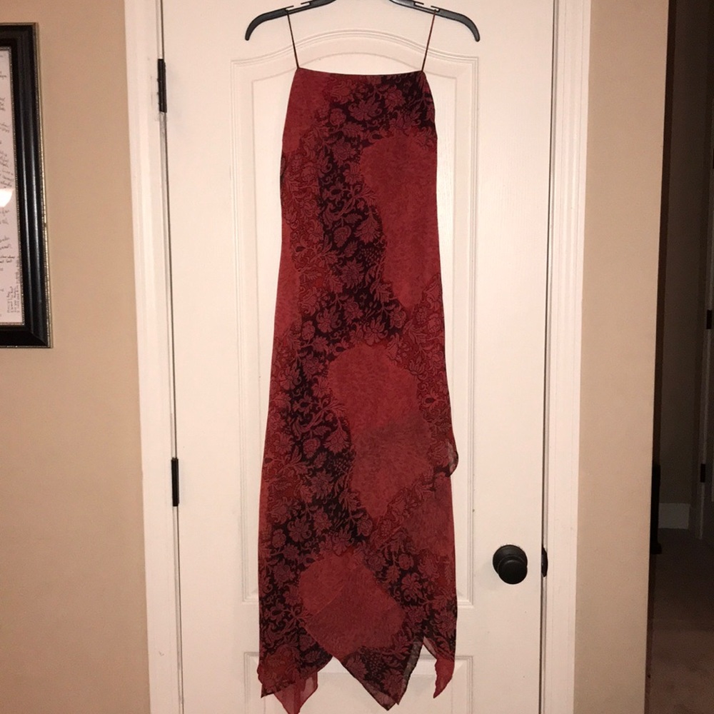 Red Floral Flowy Spaghetti Strap Dress
